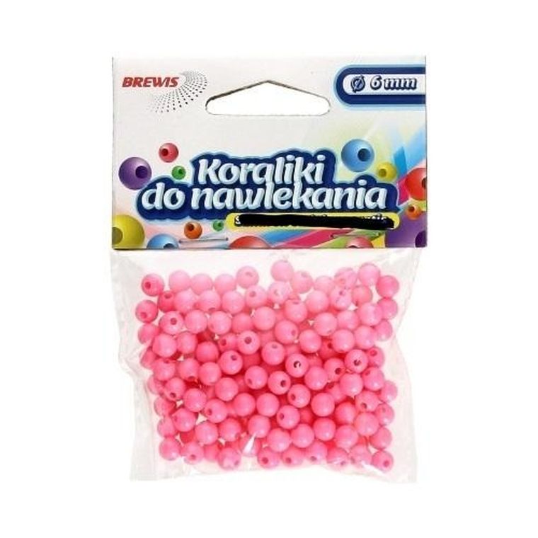 Brewis, koraliki do nawlekania + sznurek, różowe, 6 mm, 16g