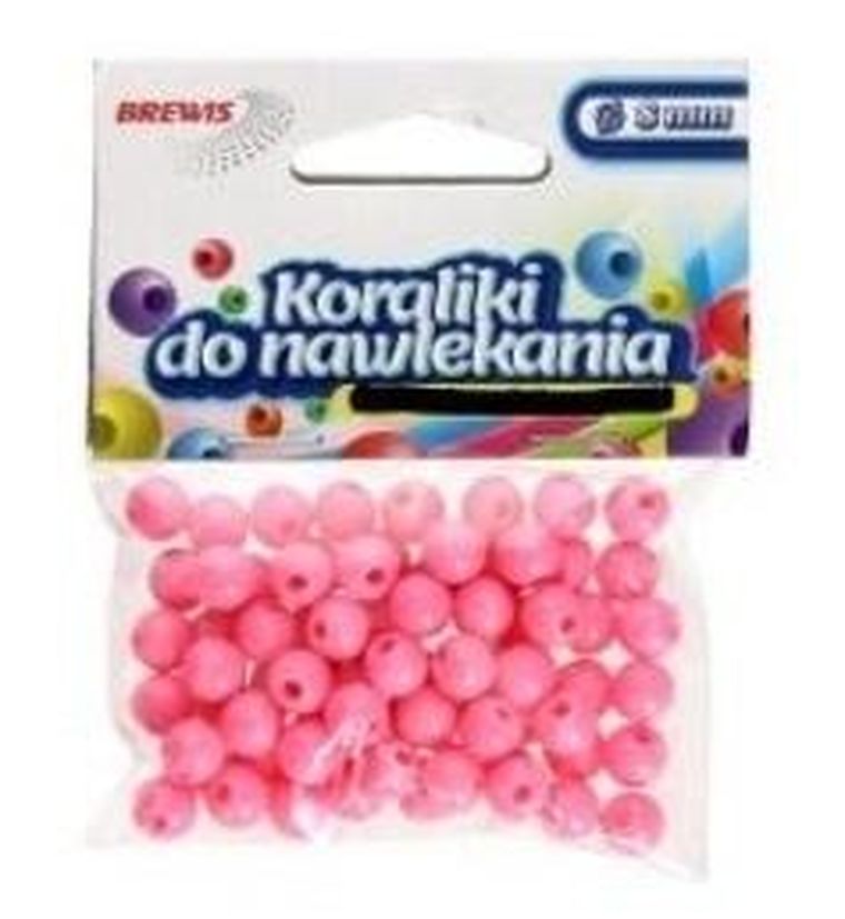 Brewis, koraliki do nawlekania + sznurek, różowe, 8 mm, 16g