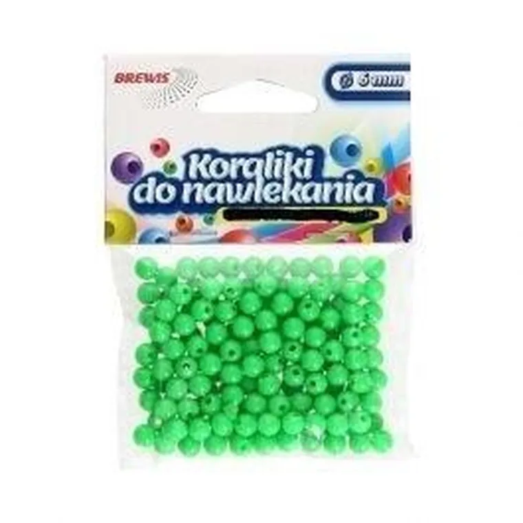 Brewis, koraliki do nawlekania + sznurek, zielone, 6 mm, 16g