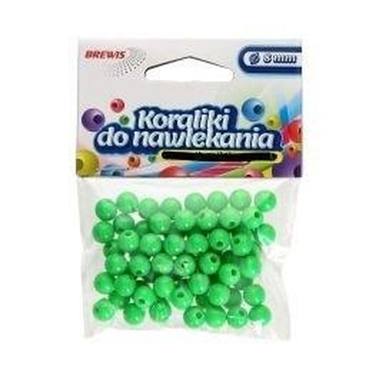 Brewis, koraliki do nawlekania + sznurek, zielone, 8 mm, 16g