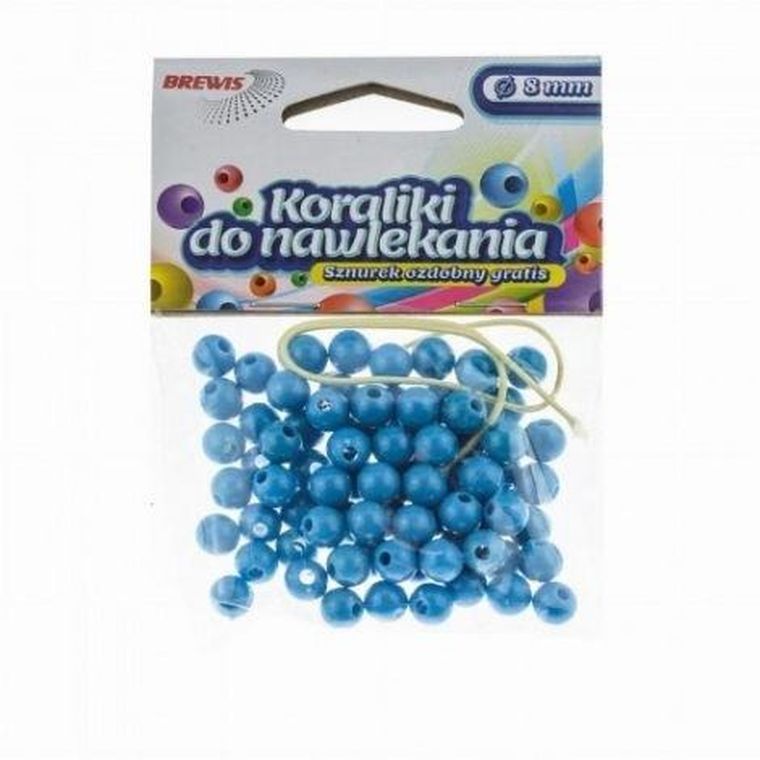 Brewis, Koraliki do nawlekania+ sznurek, niebieskie, 6 mm, 16g