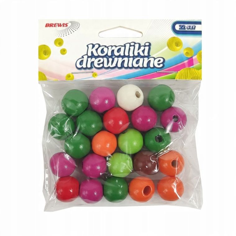 Brewis, koraliki drewniane, 16 mm, 22 szt.