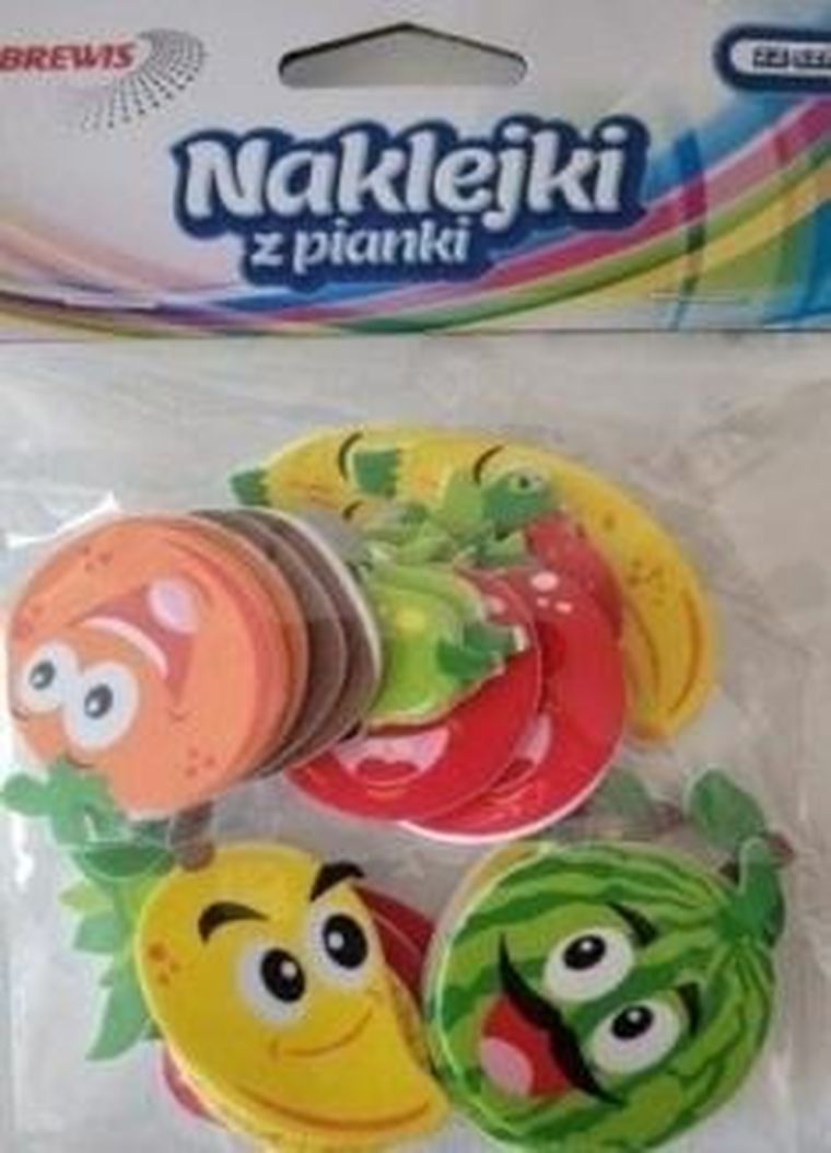 Brewis, naklejki piankowe, owocowe buźki