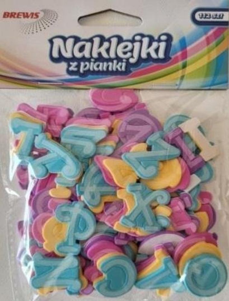 Brewis, naklejki z pianki, alfabet, 112 szt.