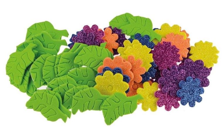 Brewis, naklejki z pianki, kwiatki, 58 szt.