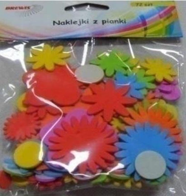 Brewis, naklejki z pianki, kwiatki, 72 szt.