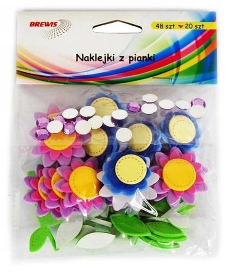 Brewis, naklejki z pianki, kwiatki