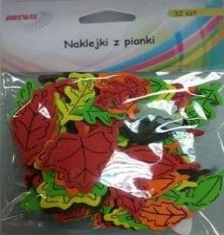 Brewis, naklejki z pianki, liście, 32 szt.