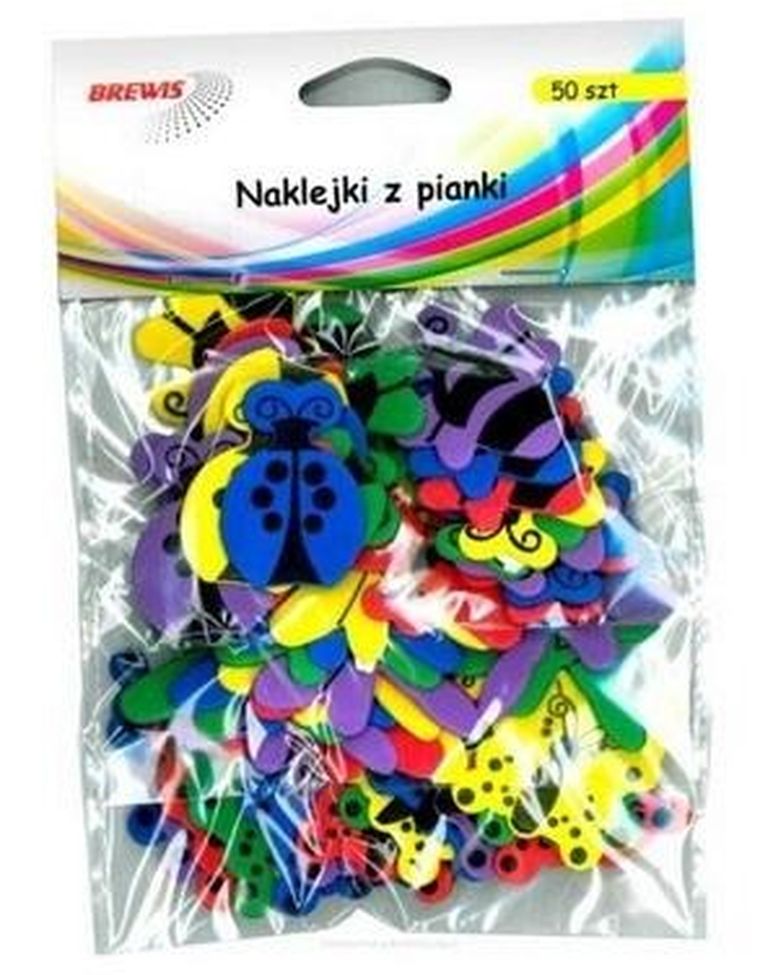 Brewis, naklejki z pianki, owady, 50 szt.