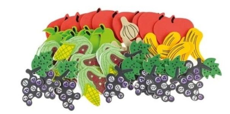 Brewis, naklejki z pianki, owoce i warzywa, 51 szt.