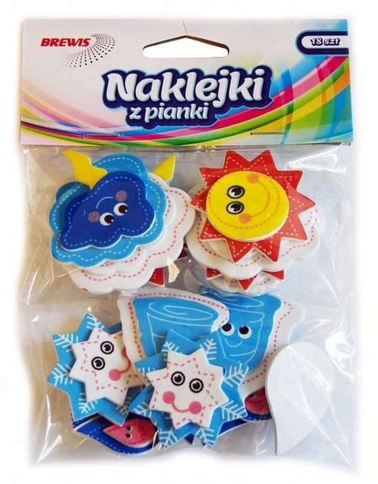 Brewis, naklejki z pianki z brokatem, pogoda, 18 szt.