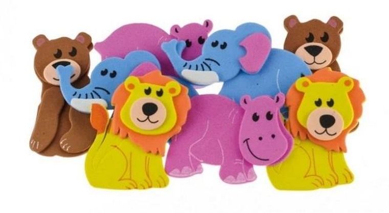 Brewis, naklejki z pianki z brokatem, zwierzaki, 8 szt.