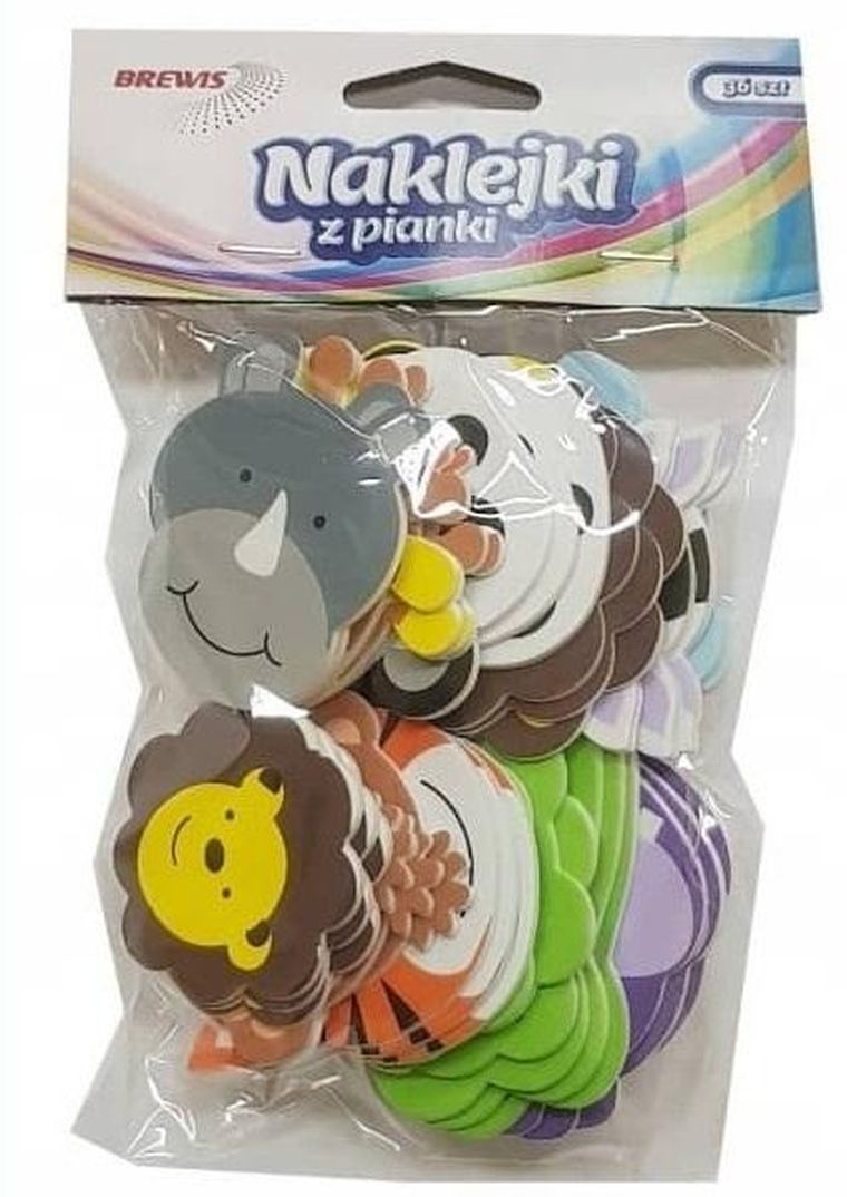 Brewis, naklejki z pianki, zoo, 36 szt.