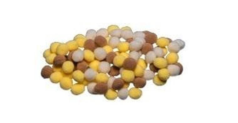 Brewis, pompony, beżowe, 10 mm, 100 szt.