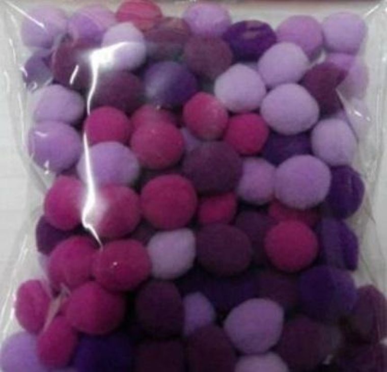 Brewis, pompony, fioletowe, 10 mm, 100 szt.