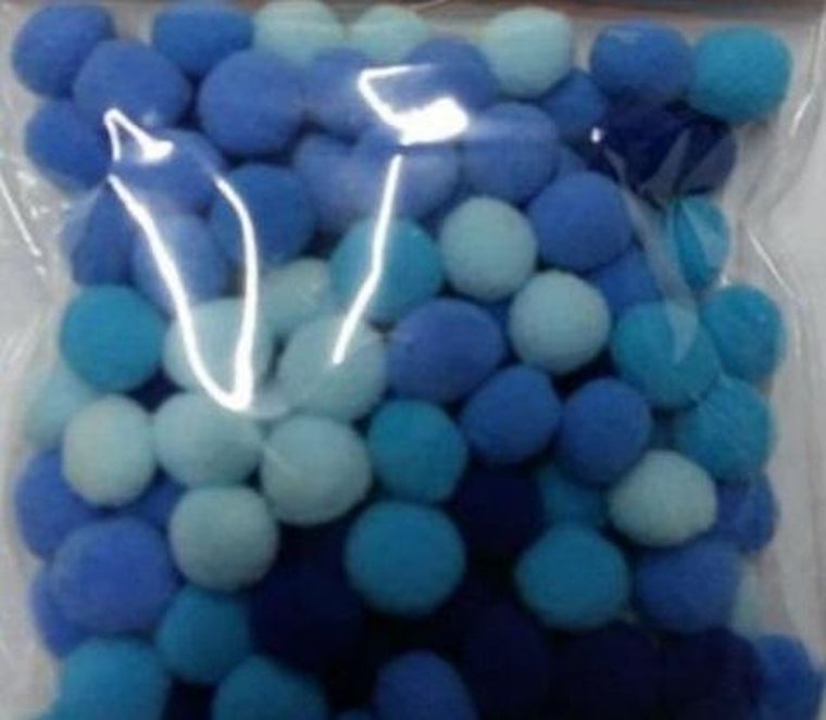 Brewis, pompony, niebieskie, 10 mm, 100 szt.