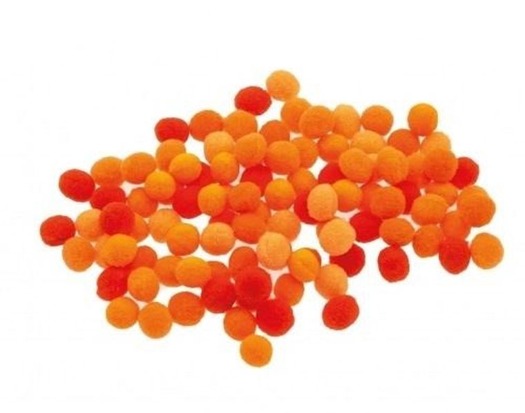 Brewis, pompony, pomarańczowe, 10 mm, 100 szt.