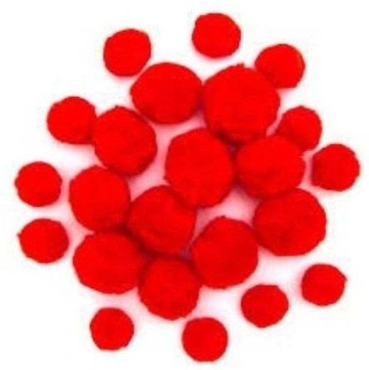 Brewis, pompony, puszyste, czerwone, 24 szt.