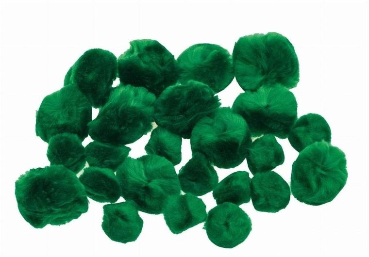 Brewis, pompony, puszyste, zielone, 24 szt.