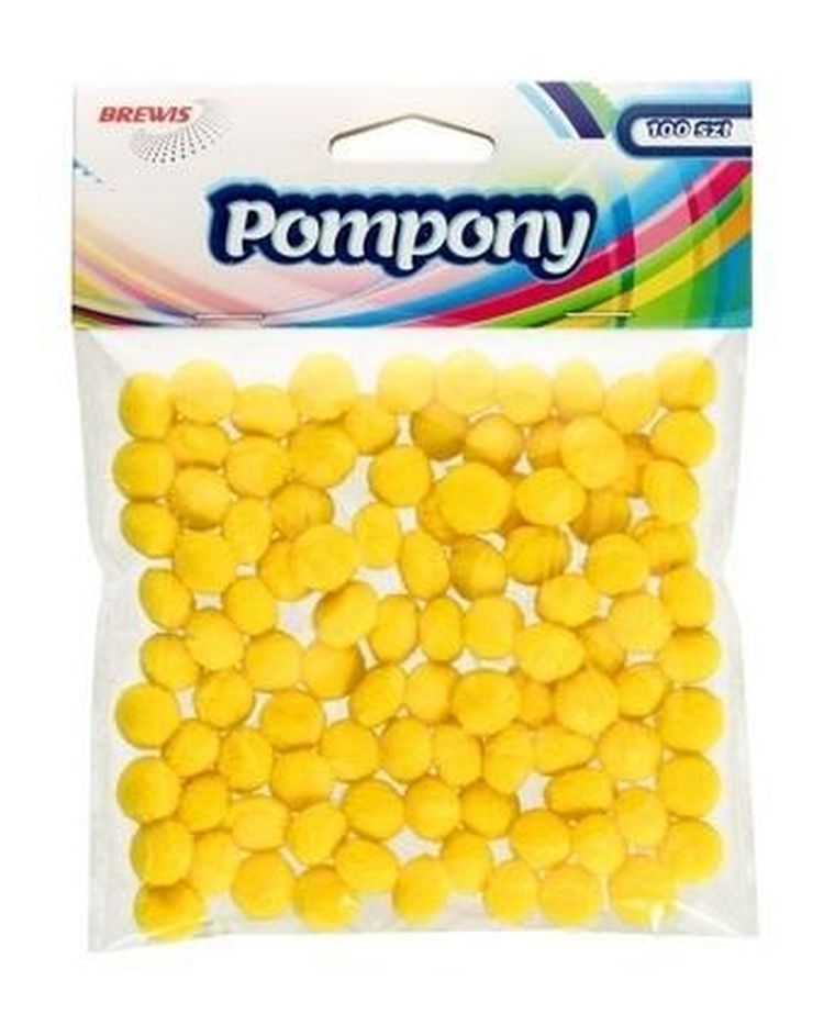 Brewis, pompony, żółte, 10 mm, 100 szt.