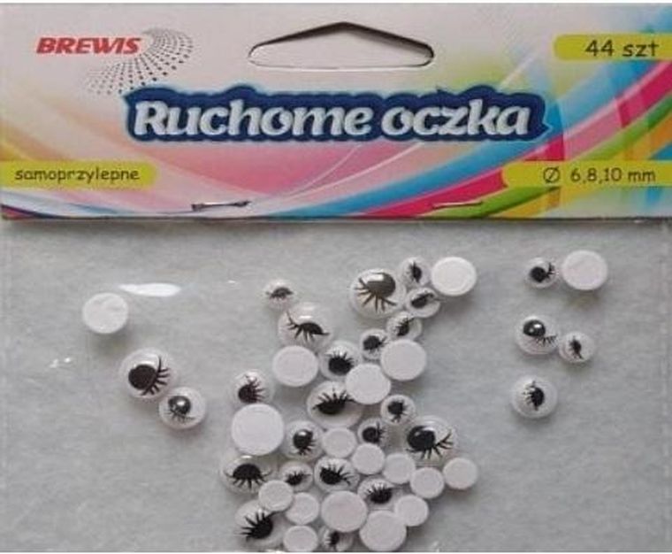 Brewis, ruchome oczka, z rzęsami, 44 szt.