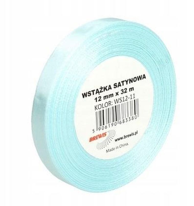 Brewis, wstążka satynowa, błękitna, 12mmx32m