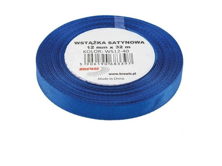 Brewis, wstążka satynowa, ciemna niebieska, 12mmx32m