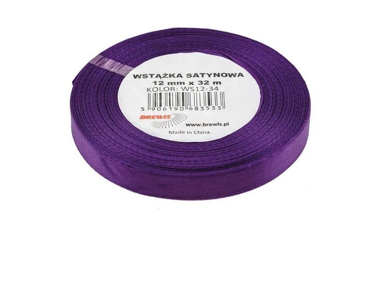 Brewis, wstążka satynowa, fioletowa, 12mmx32m