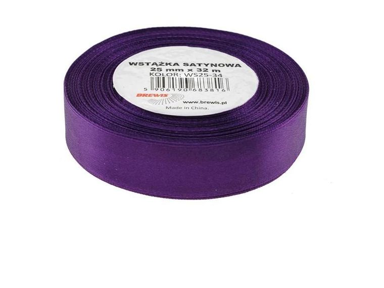 Brewis, wstążka satynowa, fioletowa, 25mmx32m