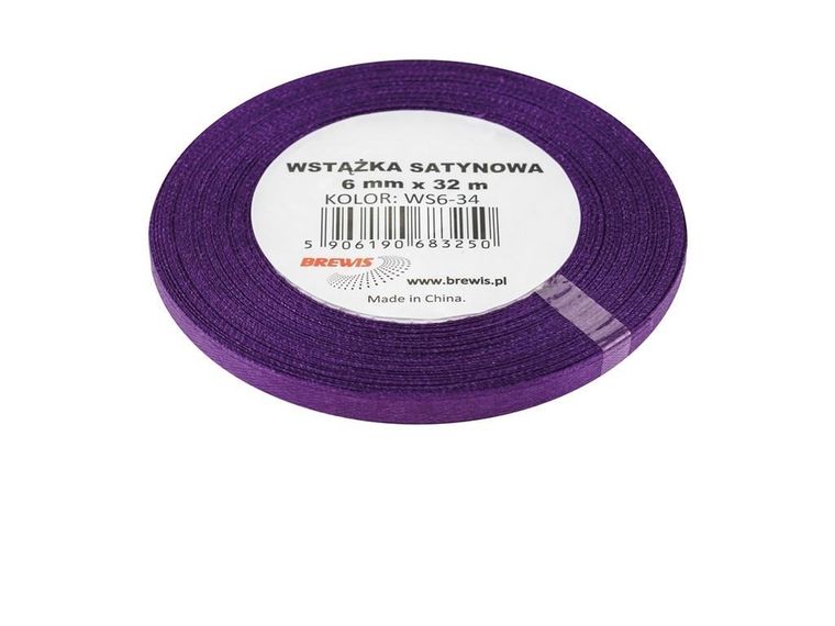 Brewis, wstążka satynowa, fioletowa, 6mmx32m