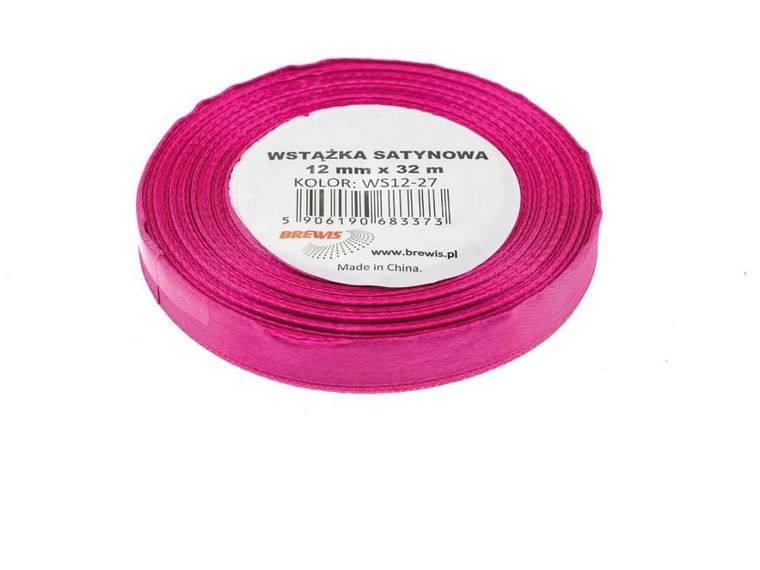 Brewis, wstążka satynowa, fuksja, 12mmx32m