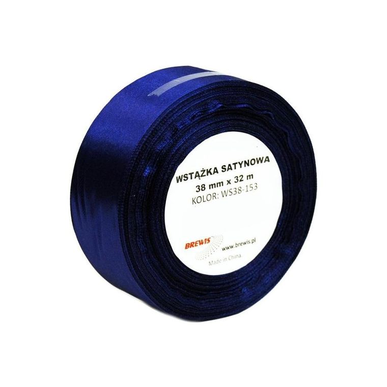 Brewis, wstążka satynowa, granatowa, 38mmx32m