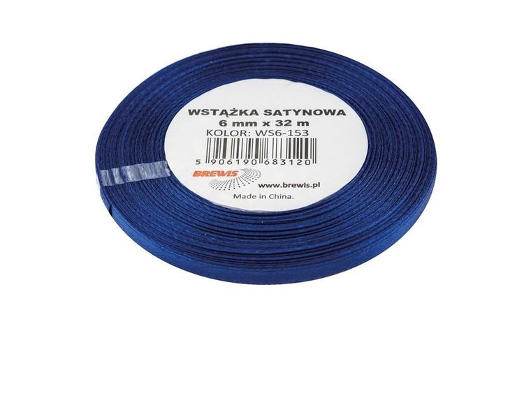 Brewis, wstążka satynowa, granatowa, 6mmx32m