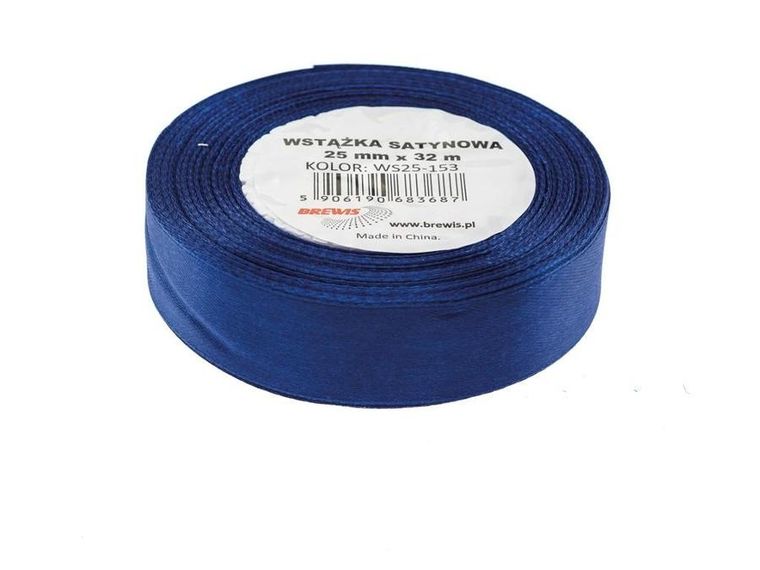 Brewis, wstążka satynowa, granatowy, 25mmx32m