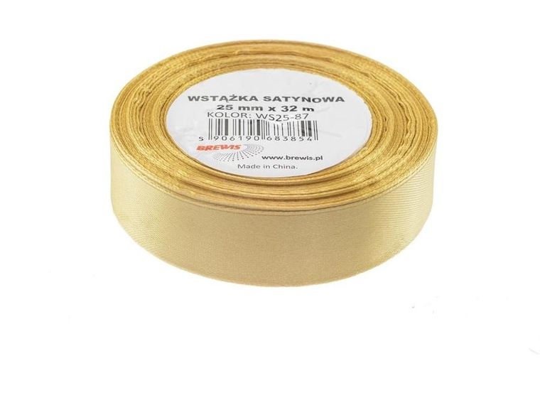 Brewis, wstążka satynowa, jasna beżowa, 25mmx32m