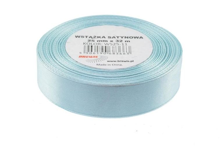 Brewis, wstążka satynowa, jasna błękitna, 25mmx32m