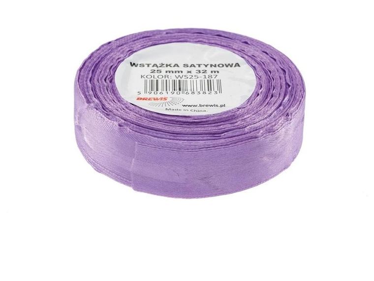 Brewis, wstążka satynowa, jasna fioletowa, 25mmx32m