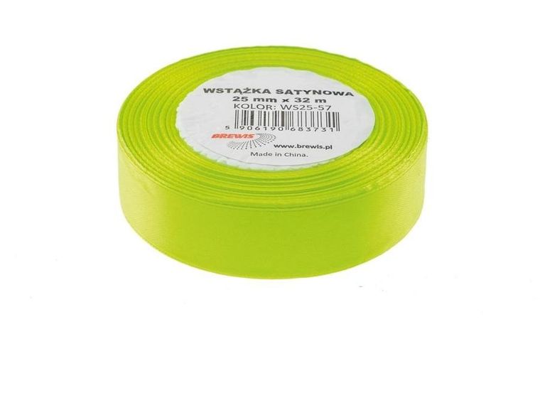 Brewis, wstążka satynowa, jasna zielona, 25mmx32m