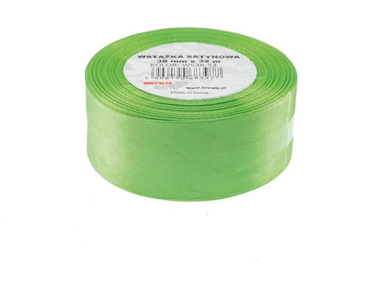 Brewis, wstążka satynowa, jasna zielona, 38mmx32m