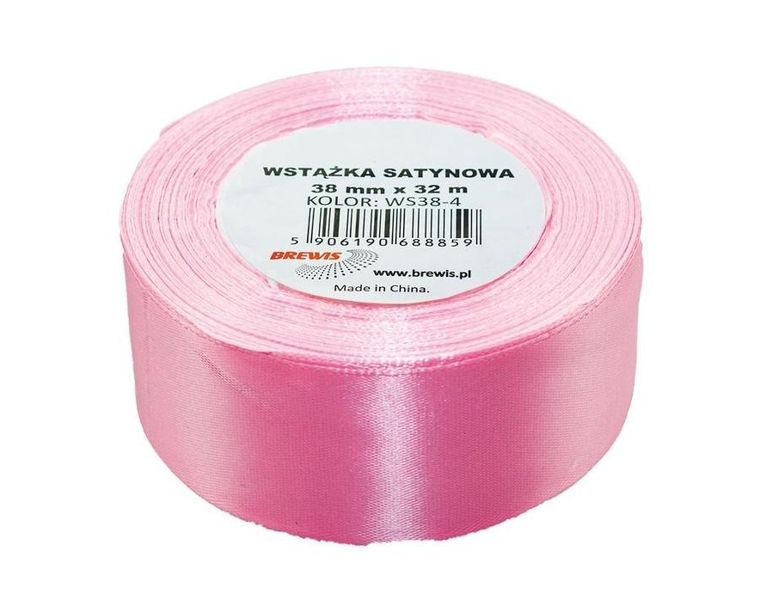 Brewis, wstążka satynowa, jasny róż, 38mmx32m