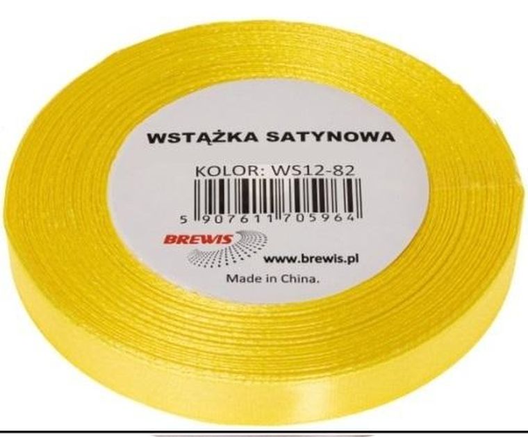 Brewis, wstążka satynowa, kanarkowy, 12mmx32m