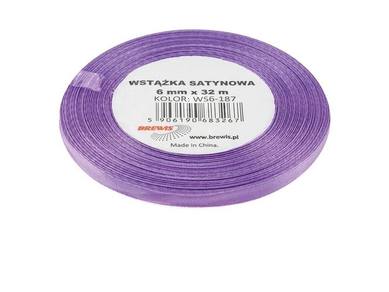Brewis, wstążka satynowa, lawendowy, 6mmx32m