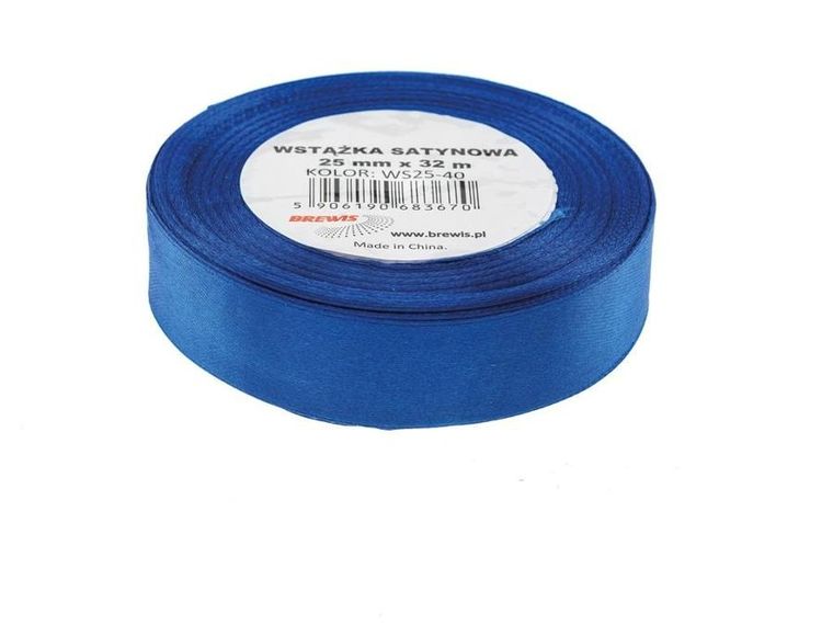 Brewis, wstążka satynowa, niebieska, 25mmx32m