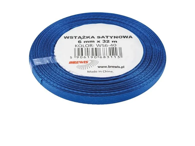 Brewis, wstążka satynowa, niebieska, 6mmx32m