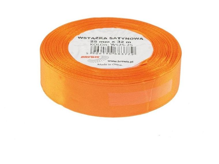 Brewis, wstążka satynowa, pomarańczowa, 25mmx32m