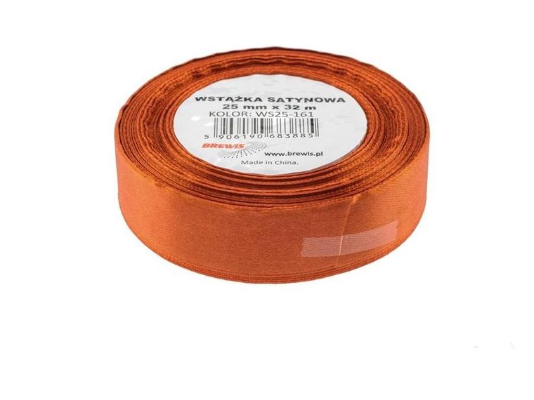 Brewis, wstążka satynowa, ruda, 25mmx32m