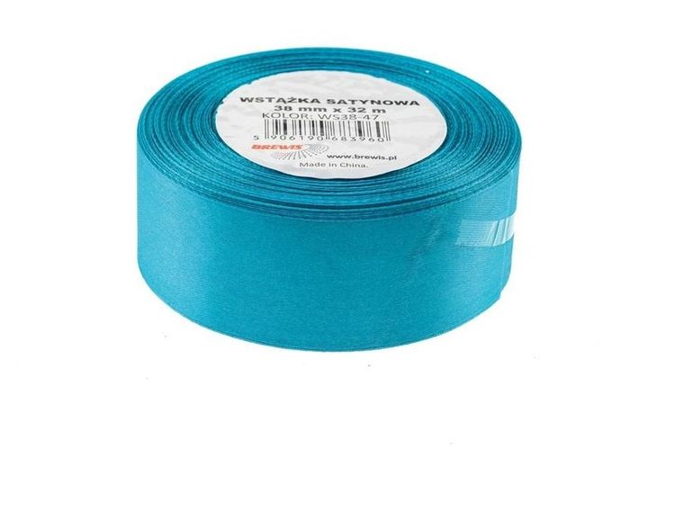 Brewis, wstążka satynowa, turkusowy, 38mmx32m