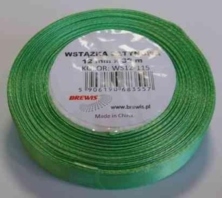 Brewis, wstążka satynowa, zielona, 12mmx32m