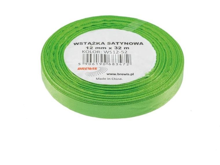 Brewis, wstążka satynowa, zielona, 12mmx32m
