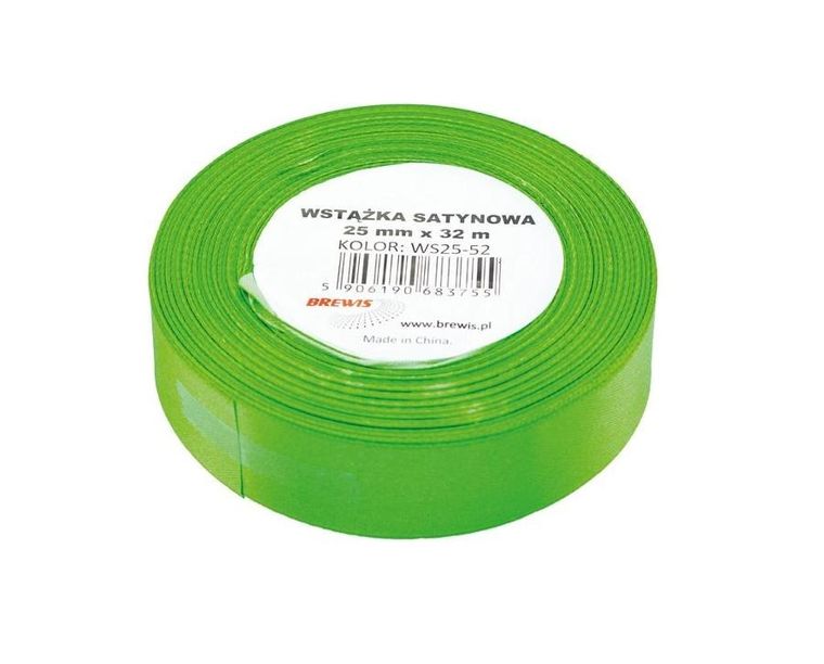 Brewis, wstążka satynowa, zielona, 25mmx32m